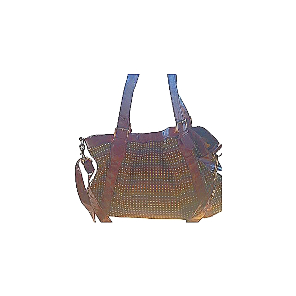 A woman's brown  yellow medium size purse